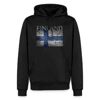 Finnland Flagge - Kunstdesign - Männer Premium Bio Hoodie - Schwarz - Vorne - Nico (187cm)