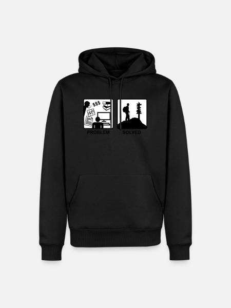Problem Solved - Mountain hiking - Men’s Premium Organic Hoodie - black