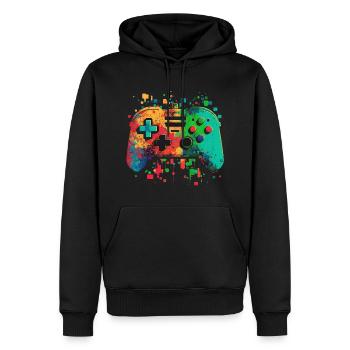 Bunte Konsole - Männer Premium Bio Hoodie - Schwarz - Vorne - Nico (187cm)