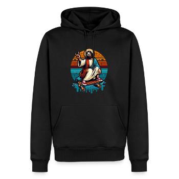 Jesus Skateboard - Männer Premium Bio Hoodie - Schwarz - Vorne - Nico (187cm)
