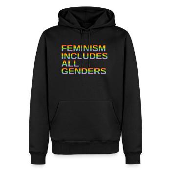 Feminism includes all genders - Men’s Premium Organic Hoodie - black - Front - Nico (187cm)