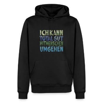 Mitmenschen umgehen - Männer Premium Bio Hoodie - Schwarz - Vorne - Nico (187cm)