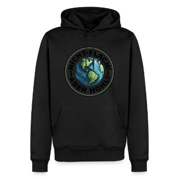 Erde Nicht Flach - Aber Hohl - dunkel - Männer Premium Bio Hoodie - Schwarz - Vorne - Nico (187cm)