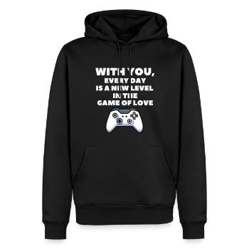 Every Day is a New Level Gamers Funny Valentine's - Sweat à capuche Premium bio Homme - noir - Devant - Nico (187cm)
