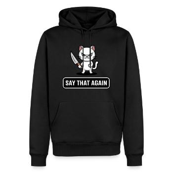 Répétez-le - Sweat à capuche Premium bio Homme - noir - Devant - Nico (187cm)