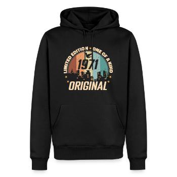 1971 Geburtstagsgeschenk Timeless '71 Vintage 1971 - Männer Premium Bio Hoodie - Schwarz - Vorne - Nico (187cm)