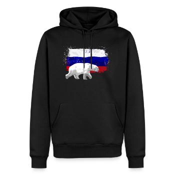 Russia Flag - Polar Bear - Männer Premium Bio Hoodie - Schwarz - Vorne - Nico (187cm)