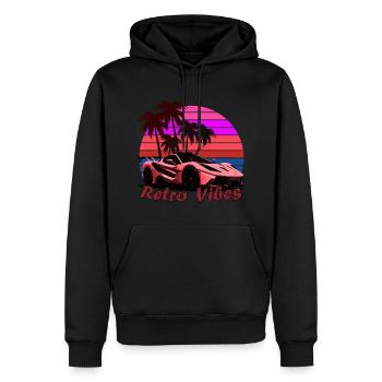 Retro Vibes Auto - Männer Premium Bio Hoodie - Schwarz - Vorne - Nico (187cm)