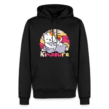 Japanese JIU JITSU Kimura Kawaii Kimeowra Cat - Men’s Premium Organic Hoodie - black - Front - Nico (187cm)