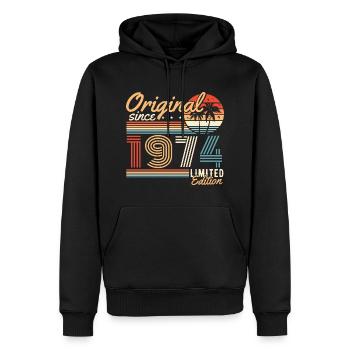 Original 1974 Vintage Vintage rétro anniversaire - Sweat à capuche Premium bio Homme - noir - Devant - Nico (187cm)