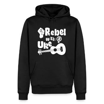 Feminist Rebel with a Uke - Männer Premium Bio Hoodie - Schwarz - Vorne - Nico (187cm)