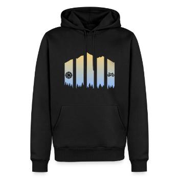 kompass gravel2 - Männer Premium Bio Hoodie - Schwarz - Vorne - Nico (187cm)