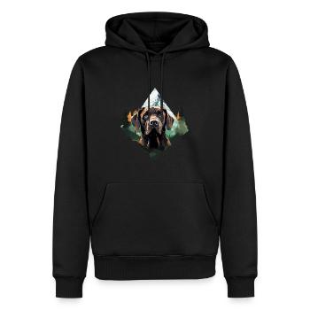 Hund Winter Wald Berge Hunde Tiere Natur - Männer Premium Bio Hoodie - Schwarz - Vorne - Nico (187cm)