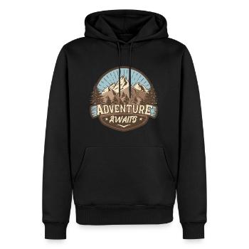 Mountain Adventure Hiking Mountains gift summit - Men’s Premium Organic Hoodie - black - Front - Nico (187cm)
