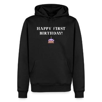 Joyeux premier anniversaire idée cadeau bébé - Sweat à capuche Premium bio Homme - noir - Devant - Nico (187cm)