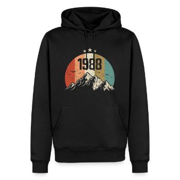 Vintage-Retro-Geburtstagsgeschenk für 1988 geboren - Männer Premium Bio Hoodie - Schwarz - Vorne - Nico (187cm)