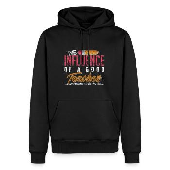 Der Einfluß des guten Lehrers kann niemals gelöscht werden - Männer Premium Bio Hoodie - Schwarz - Vorne - Nico (187cm)