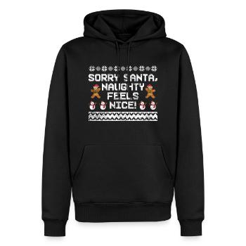Sorry Santa Naughty Feels Nice Christmas Wortspi - Men’s Premium Organic Hoodie - black - Front - Nico (187cm)