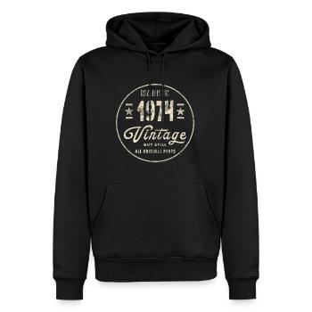 Made in 1974 - Men’s Premium Organic Hoodie - black - Front - Nico (187cm)