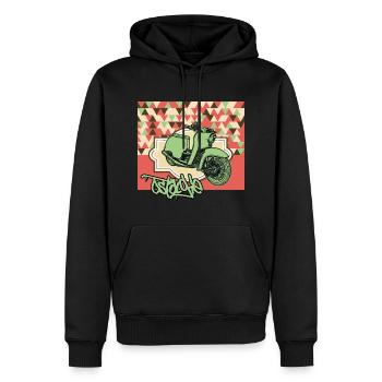 Swallow (retro) // Illustration - Men’s Premium Organic Hoodie - black - Front - Nico (187cm)