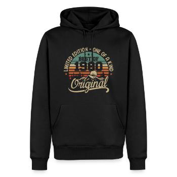 Vintage 1980 Légende - Rétro Cadeau D’anniversaire - Sweat à capuche Premium bio Homme - noir - Devant - Nico (187cm)