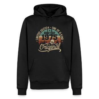 Vintage 1975 Légende - Rétro Cadeau D’anniversaire - Sweat à capuche Premium bio Homme - noir - Devant - Nico (187cm)