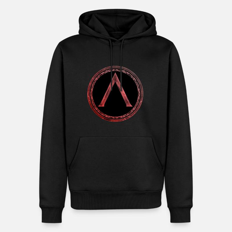 Sparta Lambda Symbol Keltisch Feuerrot - Männer Premium Bio Hoodie - Schwarz