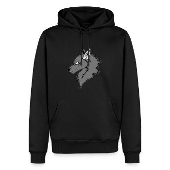 Grauer Wolf - Männer Premium Bio Hoodie - Schwarz - Vorne - Nico (187cm)