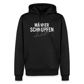 Männer Schnupfen überlebt - Männer Premium Bio Hoodie - Schwarz - Vorne - Nico (187cm)