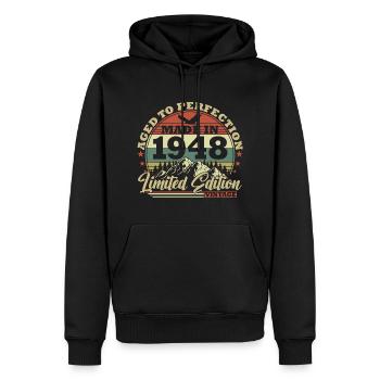 1948 Naissance Vintage Geburtstg Retro - Sweat à capuche Premium bio Homme - noir - Devant - Nico (187cm)