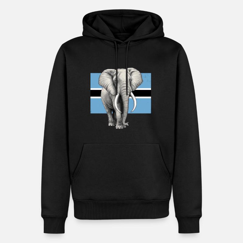 Drapeau éléphant du Botswana - Sweat à capuche Premium bio Homme - noir