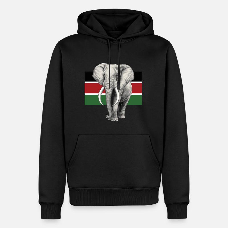 Drapeau éléphant du Kenya - Sweat à capuche Premium bio Homme - noir