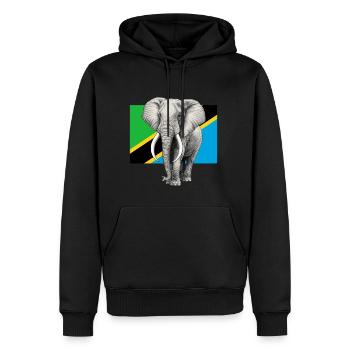 Drapeau éléphant de Tanzanie - Sweat à capuche Premium bio Homme - noir - Devant - Nico (187cm)