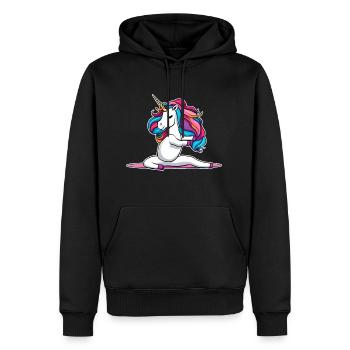 Niedliches Einhorn macht Joga - Männer Premium Bio Hoodie - Schwarz - Vorne - Nico (187cm)