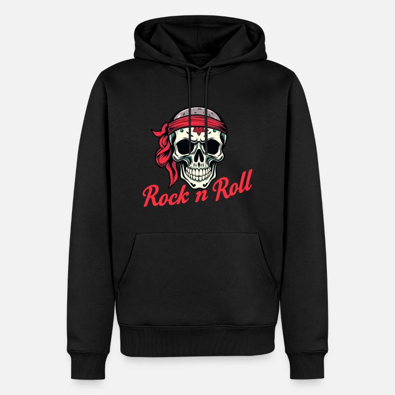Conception de crâne Rock’n’Roll - Sweat à capuche Premium bio Homme - noir