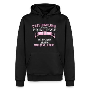 Tir sportif - Sweat à capuche Premium bio Homme - noir - Devant - Nico (187cm)