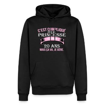 20 years - Men’s Premium Organic Hoodie - black - Front - Nico (187cm)