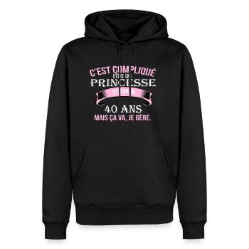40 years - Men’s Premium Organic Hoodie - black - Front - Nico (187cm)