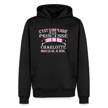 Charlotte - Sweat à capuche Premium bio Homme - noir - Devant - Nico (187cm)
