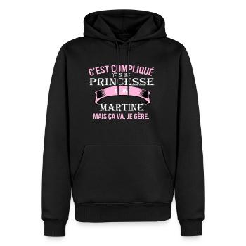 Martine - Sweat à capuche Premium bio Homme - noir - Devant - Nico (187cm)
