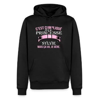 Sylvie - Sweat à capuche Premium bio Homme - noir - Devant - Nico (187cm)