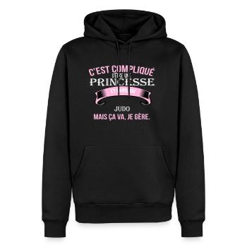 Judo - Sweat à capuche Premium bio Homme - noir - Devant - Nico (187cm)
