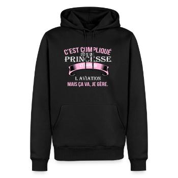 l aviation - Sweat à capuche Premium bio Homme - noir - Devant - Nico (187cm)