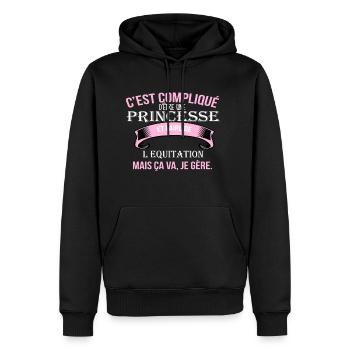 l equitation - Sweat à capuche Premium bio Homme - noir - Devant - Nico (187cm)