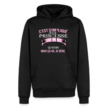 Qi gong - Sweat à capuche Premium bio Homme - noir - Devant - Nico (187cm)