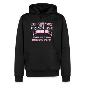 Twirling baton - Sweat à capuche Premium bio Homme - noir - Devant - Nico (187cm)