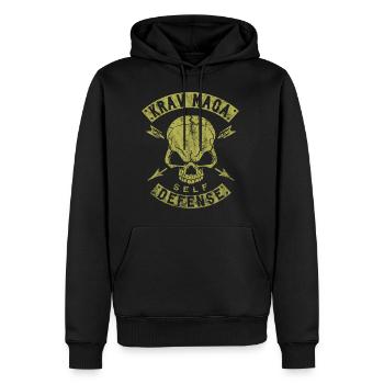Crâne d'autodéfense Krav Maga - Sweat à capuche Premium bio Homme - noir - Devant - Nico (187cm)