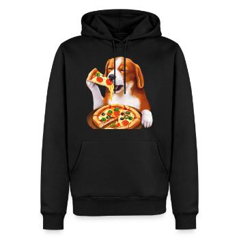 Beagle amateur de pizza - Sweat à capuche Premium bio Homme - noir - Devant - Nico (187cm)