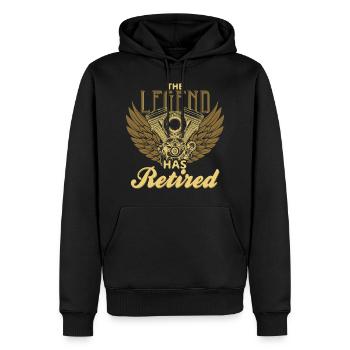 Renter, Die Legende ist in Rente - Männer Premium Bio Hoodie - Schwarz - Vorne - Nico (187cm)