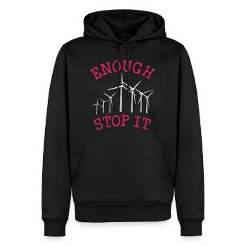 Nein zu Windrädern, genug, hört auf damit - Männer Premium Bio Hoodie - Schwarz - Vorne - Nico (187cm)